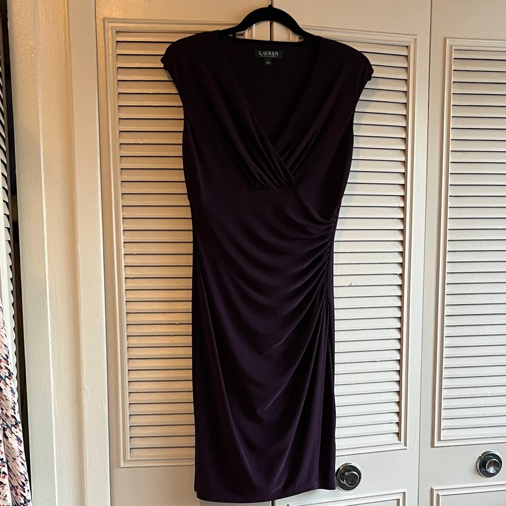 Dark Purple Draped Women's Dress